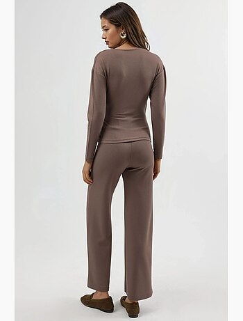 Ensemble deux pièces taille haute jambes larges avec chemisier croisé hiccup
