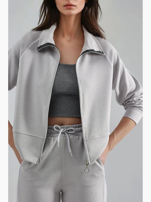 Ensemble deux pièces taille haute jambes larges avec col zippé hiccup - Kiabi