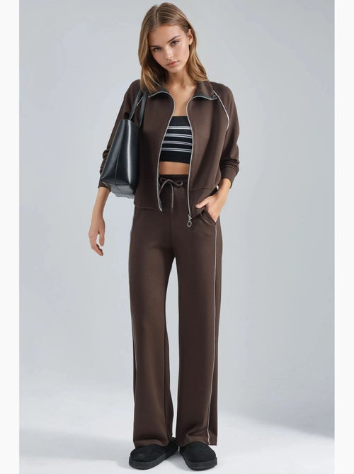 Ensemble deux pièces taille haute jambes larges avec col zippé hiccup - Kiabi