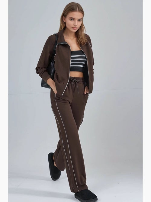 Ensemble deux pièces taille haute jambes larges avec col zippé hiccup - Kiabi