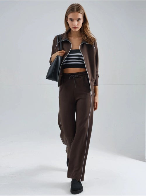 Ensemble deux pièces taille haute jambes larges avec col zippé hiccup - Kiabi