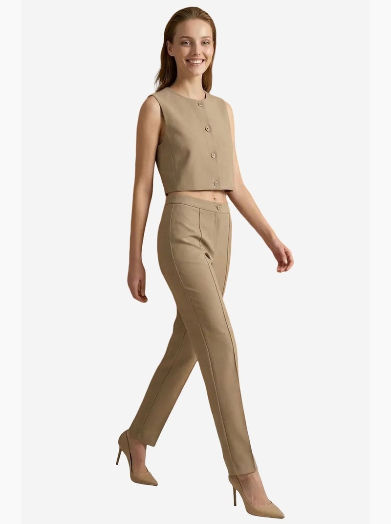 Ensemble deux pièces taille haute jambes larges avec détails de boutons my fashion Blond - Kiabi