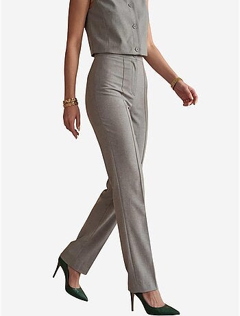 Ensemble deux pièces taille haute jambes larges avec détails de boutons my fashion