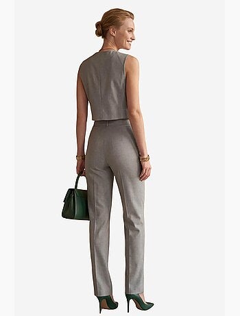 Ensemble deux pièces taille haute jambes larges avec détails de boutons my fashion