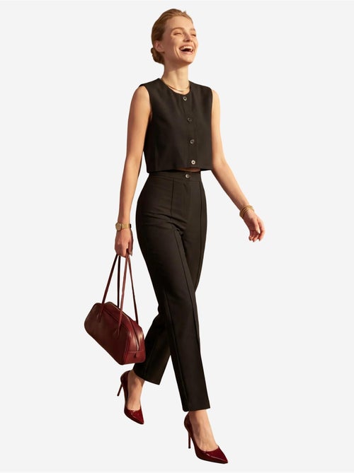 Ensemble deux pièces taille haute jambes larges avec détails de boutons my fashion - Kiabi