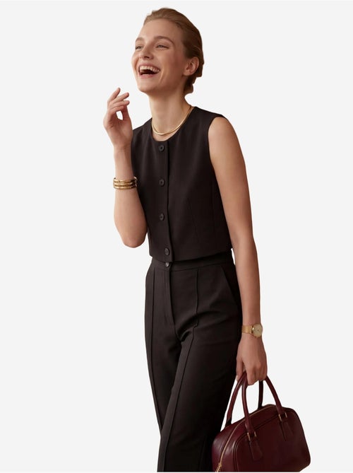Ensemble deux pièces taille haute jambes larges avec détails de boutons my fashion - Kiabi