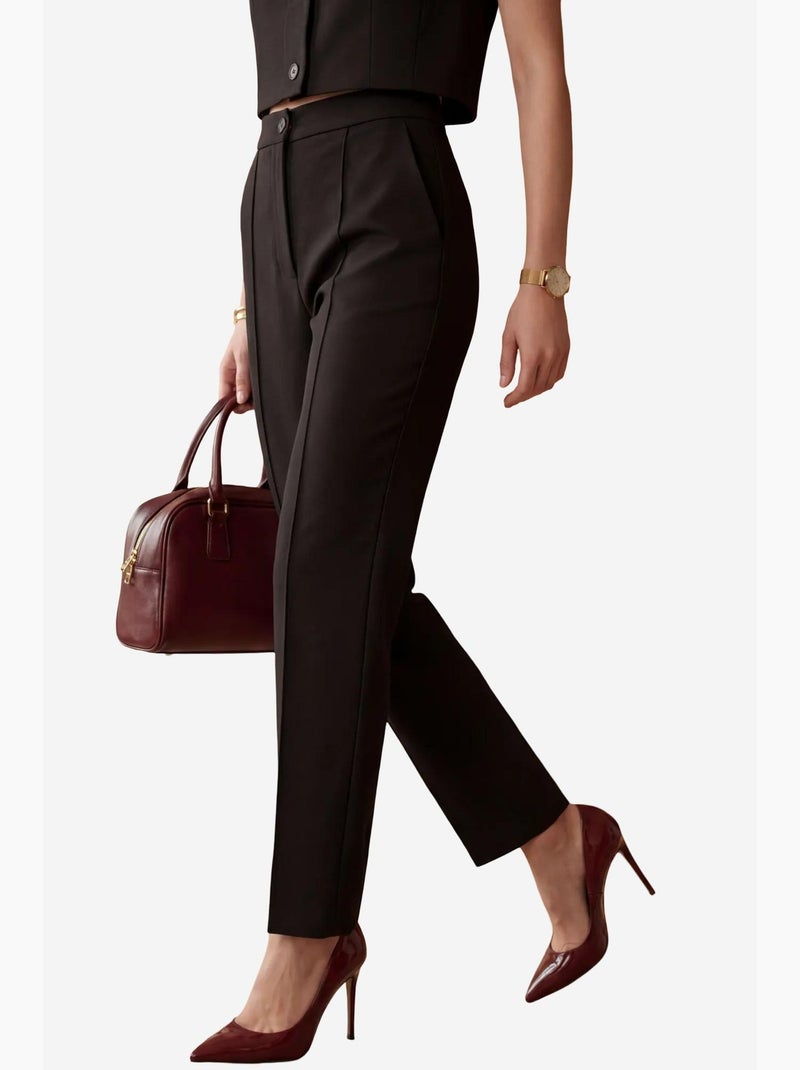 Ensemble deux pièces taille haute jambes larges avec détails de boutons my fashion Noir - Kiabi