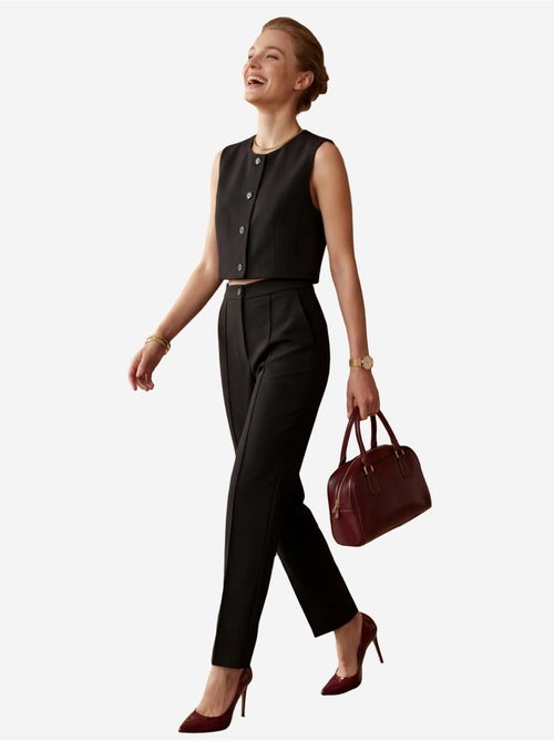 Ensemble deux pièces taille haute jambes larges avec détails de boutons my fashion - Kiabi
