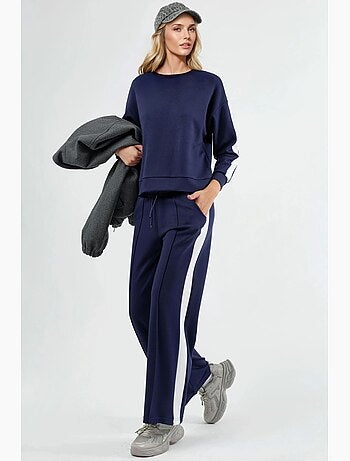 Ensemble deux pièces taille haute jambes larges col rond hiccup