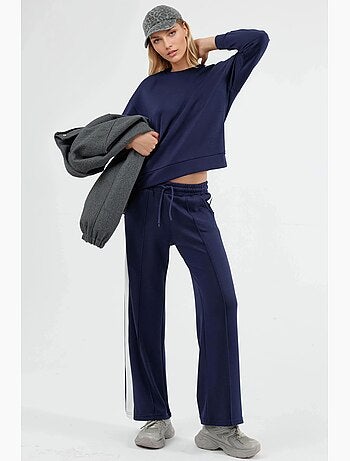 Ensemble deux pièces taille haute jambes larges col rond hiccup