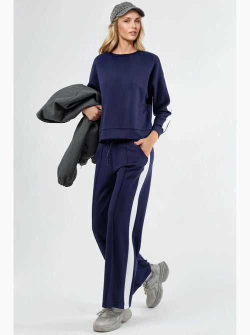 Ensemble deux pièces taille haute jambes larges col rond hiccup - Kiabi