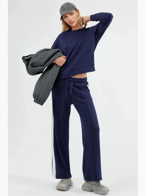 Ensemble deux pièces taille haute jambes larges col rond hiccup - Kiabi