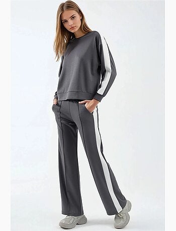Ensemble deux pièces taille haute jambes larges col rond hiccup