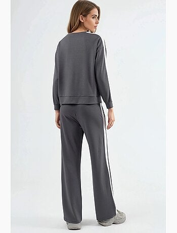 Ensemble deux pièces taille haute jambes larges col rond hiccup