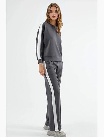 Ensemble deux pièces taille haute jambes larges col rond hiccup