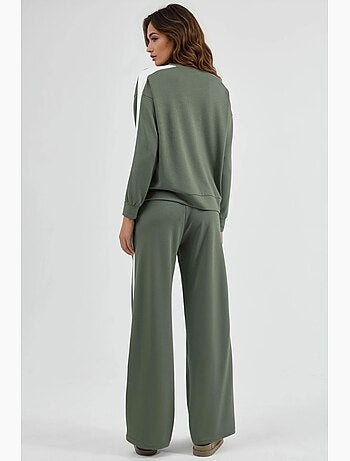 Ensemble deux pièces taille haute jambes larges col rond hiccup