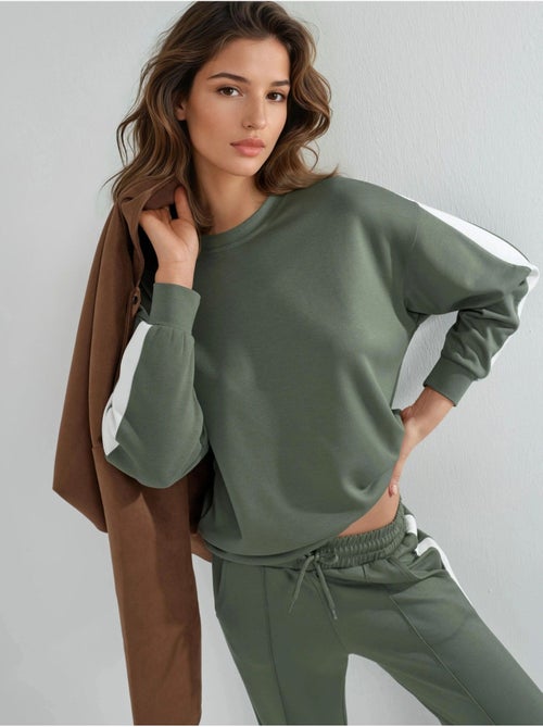 Ensemble deux pièces taille haute jambes larges col rond hiccup - Kiabi