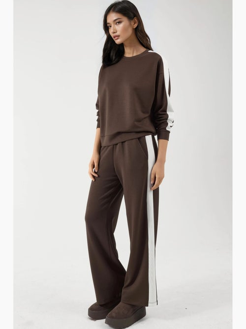 Ensemble deux pièces taille haute jambes larges col rond hiccup - Kiabi