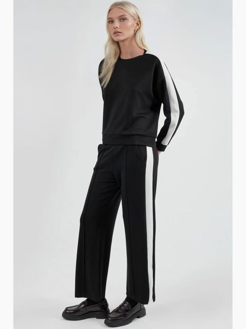 Ensemble deux pièces taille haute jambes larges col rond hiccup - Kiabi