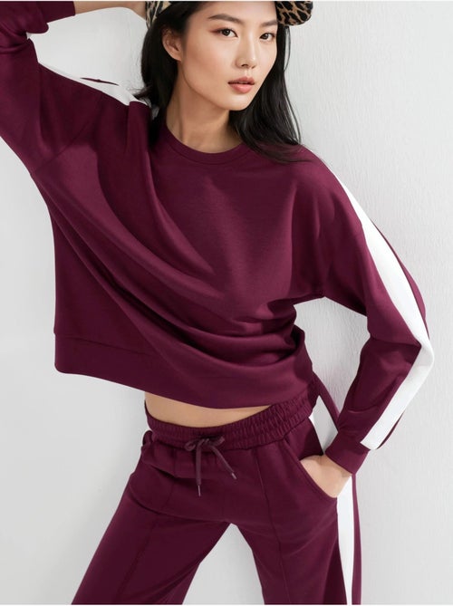 Ensemble deux pièces taille haute jambes larges col rond hiccup - Kiabi