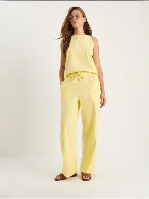 Ensemble deux pièces taille haute sans manches en lin mélangé lucci - Kiabi
