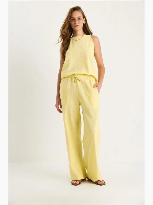Ensemble deux pièces taille haute sans manches en lin mélangé lucci - Kiabi