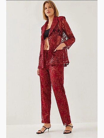 Ensemble deux pièces texturé semi-transparent à paillettes mbms lucci