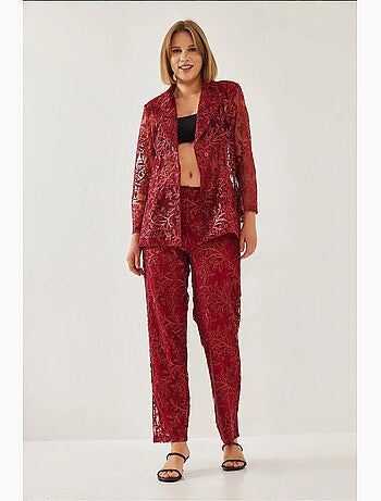Ensemble deux pièces texturé semi-transparent à paillettes mbms lucci
