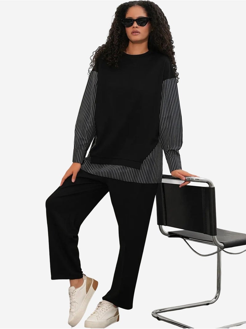 Ensemble deux pièces tissé à rayures bdart Noir - Kiabi