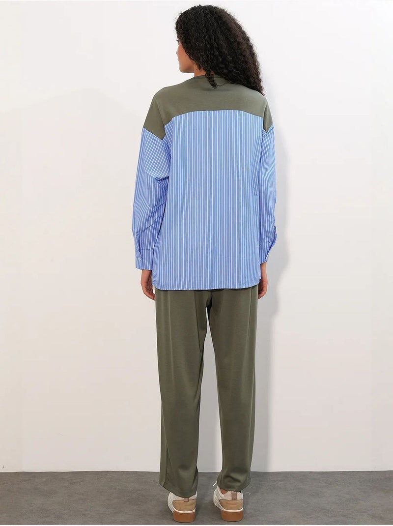 Ensemble deux pièces tissé à rayures bdart Vert kaki - Kiabi