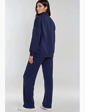 Ensemble deux pièces tricoté à jambes larges et col zippé hiccup