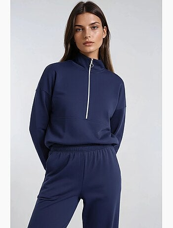 Ensemble deux pièces tricoté à jambes larges et col zippé hiccup
