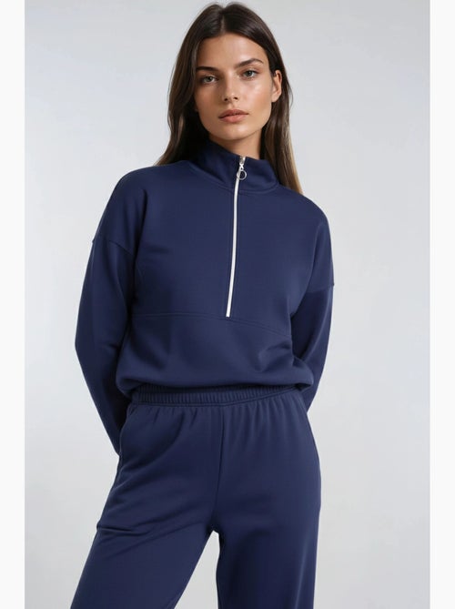 Ensemble deux pièces tricoté à jambes larges et col zippé hiccup - Kiabi