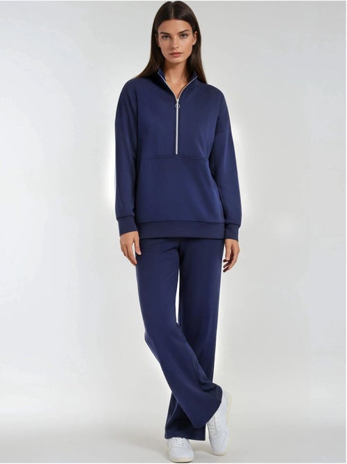 Ensemble deux pièces tricoté à jambes larges et col zippé hiccup - Kiabi
