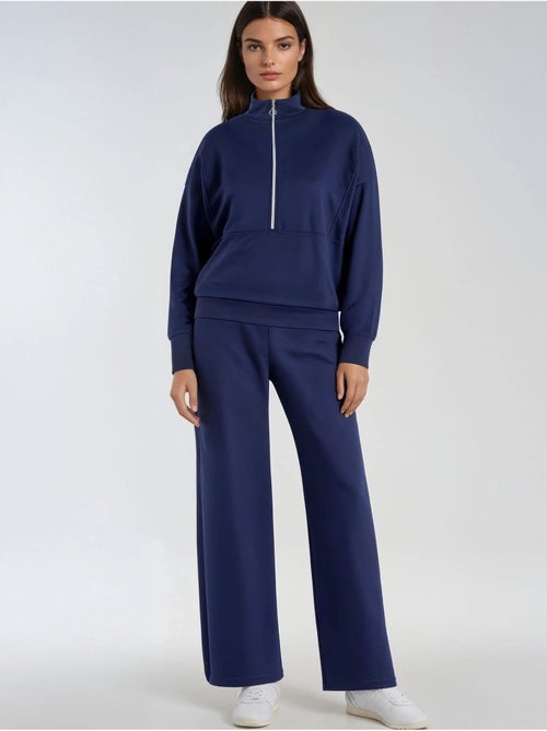 Ensemble deux pièces tricoté à jambes larges et col zippé hiccup - Kiabi