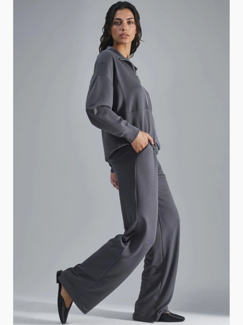 Ensemble deux pièces tricoté à jambes larges et col zippé hiccup - Kiabi