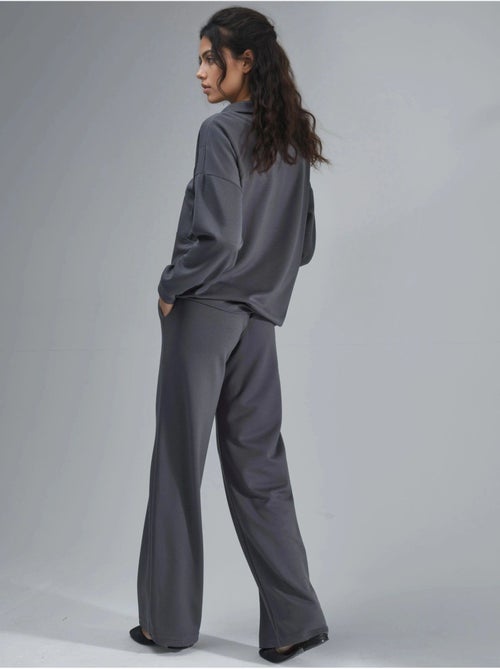 Ensemble deux pièces tricoté à jambes larges et col zippé hiccup - Kiabi