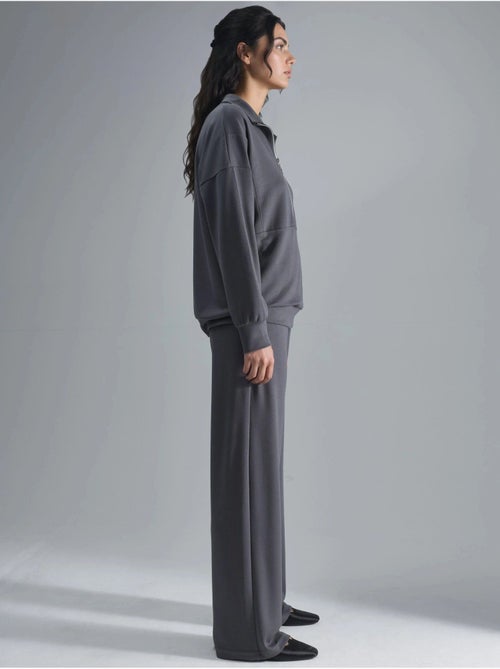 Ensemble deux pièces tricoté à jambes larges et col zippé hiccup - Kiabi