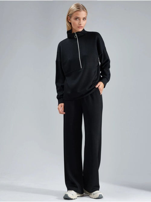 Ensemble deux pièces tricoté à jambes larges et col zippé hiccup - Kiabi
