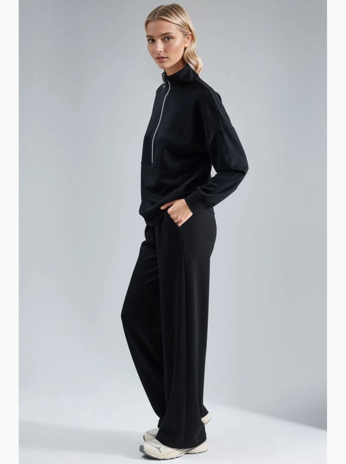 Ensemble deux pièces tricoté à jambes larges et col zippé hiccup - Kiabi