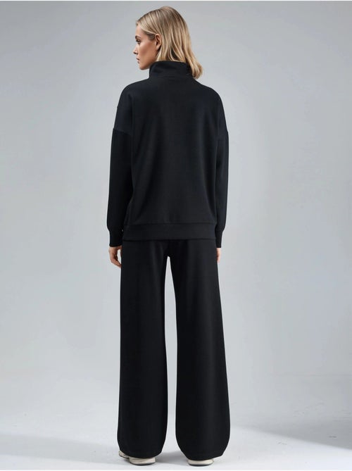 Ensemble deux pièces tricoté à jambes larges et col zippé hiccup - Kiabi
