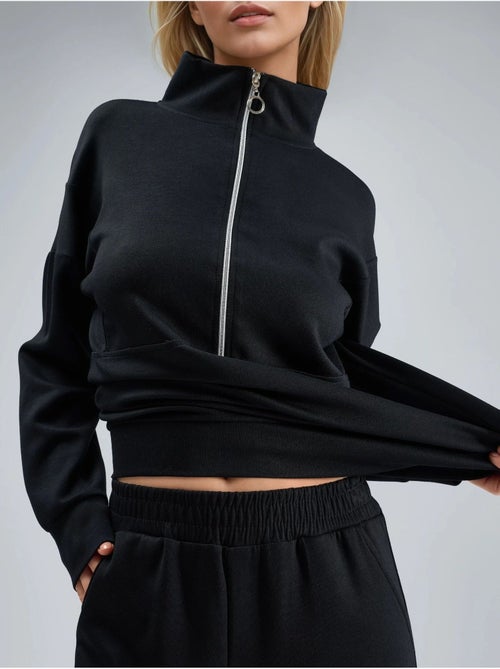 Ensemble deux pièces tricoté à jambes larges et col zippé hiccup - Kiabi