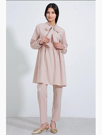 Ensemble deux pièces tunique et pantalon en tricot menthe bdart