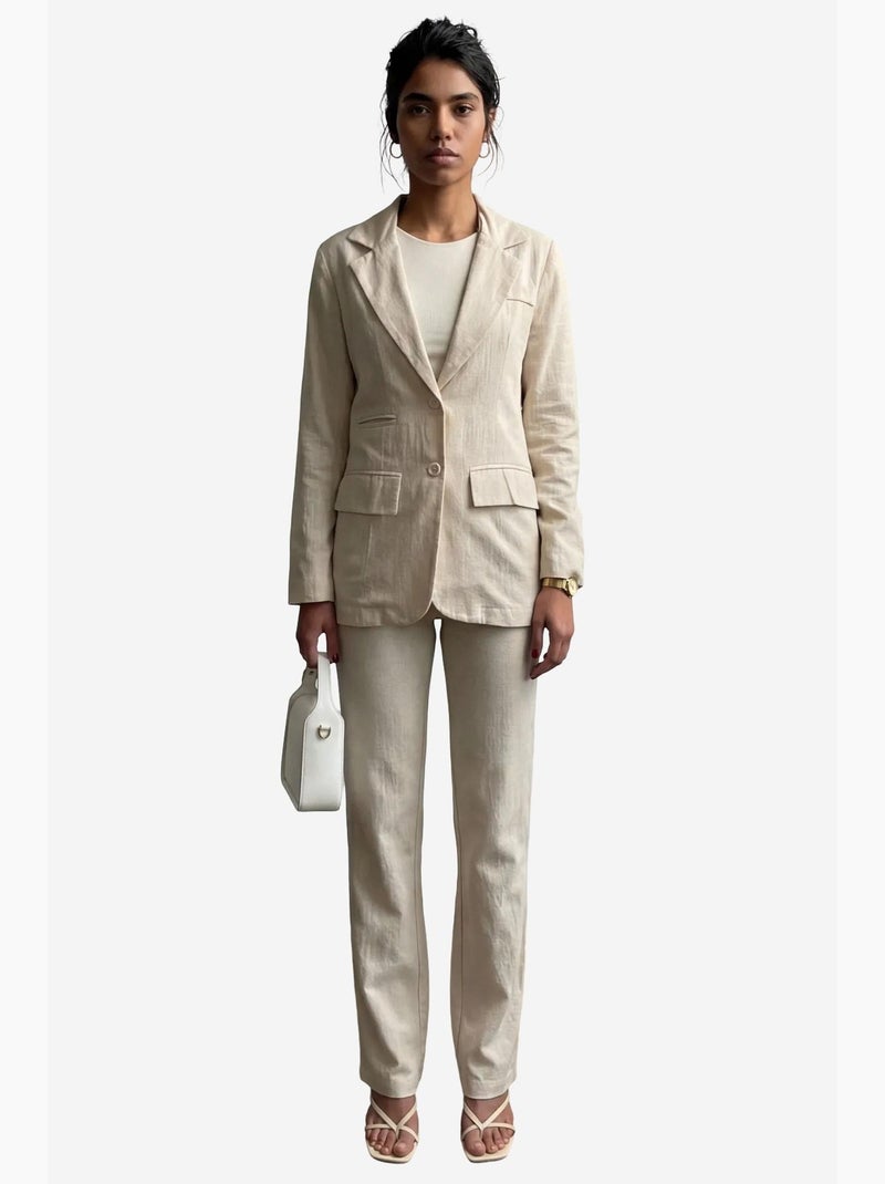 Ensemble deux pièces veste à col boutonné my fashion Beige argile - Kiabi