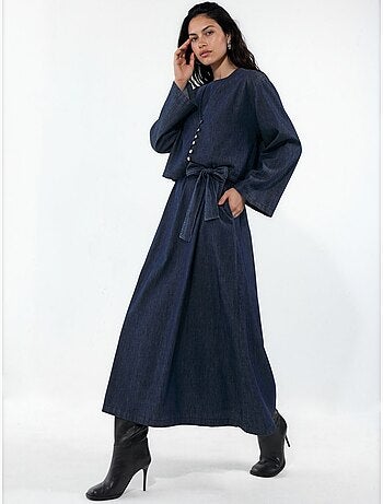 Ensemble deux pièces veste en denim et robe longue hiccup