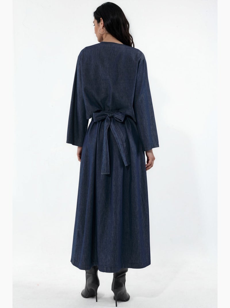 Ensemble deux pièces veste en denim et robe longue hiccup Bleu outremer - Kiabi