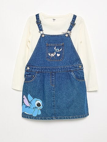 Ensemble 'Disney' Stitch' 2 pièces - robe salopette + T-shirt à manches longues