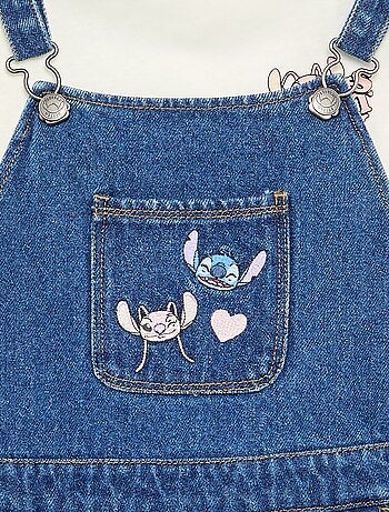 Ensemble 'Disney' Stitch' 2 pièces - robe salopette + T-shirt à manches longues