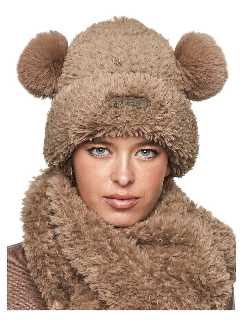 Ensemble écharpe et bonnet à oreilles pc1 style add Beige - Kiabi