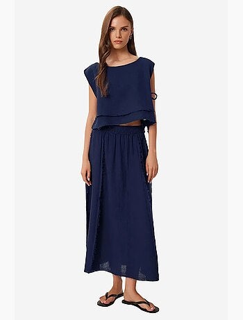 Ensemble en coton avec blouse sans manches et jupe large istanbul